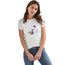 Qivi Silhouette Mary Poppins Photographic Baskılı Beyaz Kadın T-shirt