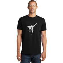 Qivi Silhouette Taekwondo Baskılı Siyah Erkek Örme T-shirt
