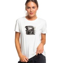 Qivi Skull Baskılı Beyaz Örme Kadın T-shirt