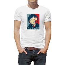 Qivi South Park Change Baskılı Beyaz Erkek Örme T-shirt