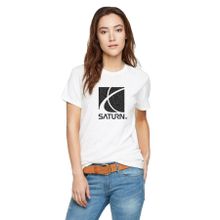 Qivi SSaturn Baskılı Beyaz Örme Kadın T-shirt