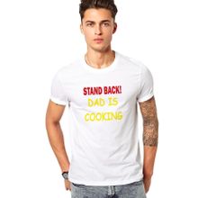 Qivi Stand Back Dad Is Cooking Baskılı Beyaz Erkek Örme T-shirt