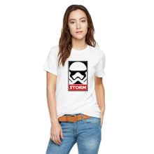 Qivi Storm Baskılı Beyaz Örme Kadın T-shirt