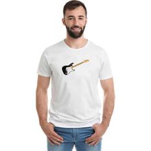 Qivi Stratocaster Howard Reed Black Gitar Music Baskılı Beyaz Erkek Örme T-shirt