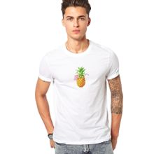 Qivi Suyu Smoothie Ananas Çizim Meyve Ananas Baskılı Beyaz Erkek Örme T-shirt