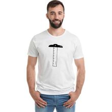 Qivi T Cetvel Baskılı Beyaz Erkek Örme T-shirt