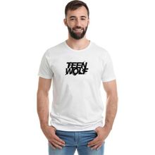 Qivi Teen Wolf Logo Baskılı Beyaz Erkek Örme T-shirt