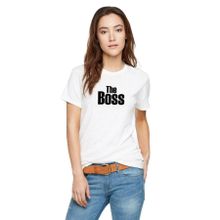 Qivi The Boss Baskılı Beyaz Örme Kadın T-shirt