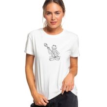 Qivi The Fish Child Baskılı Beyaz Örme Kadın T-shirt