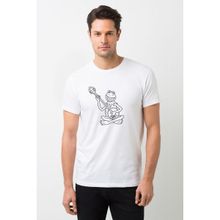 Qivi The Frog Gitarlı Kurbağa Kermit Baskılı Beyaz Erkek Örme T-shirt
