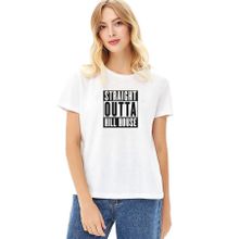 Qivi The Haunting Of Hill House Straight Hill House Baskılı Beyaz Örme Kadın T-shirt