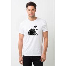 Qivi The Perfect Drummer Metal Rock Music Baskılı Beyaz Erkek Örme T-shirt