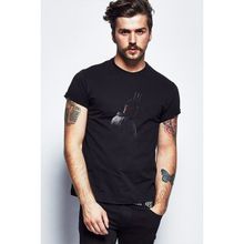 Qivi The Punisher Gun Baskılı Siyah Erkek Örme T-shirt