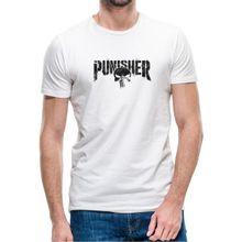 Qivi The Punisher Logo Baskılı Beyaz Erkek Örme T-shirt