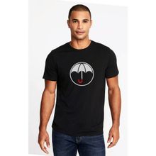 Qivi The Umbrella Academy Logo Baskılı Siyah Erkek Örme T-shirt