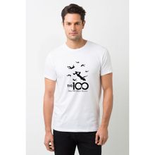 Qivi The100 May We Meet Again Düşen Insanlar Baskılı Beyaz Erkek Örme T-shirt