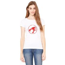 Qivi Thundercats Logo Baskılı Beyaz Örme Kadın T-shirt