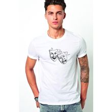 Qivi Tiyatro Baskılı Beyaz Erkek Örme T-shirt