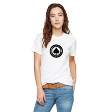 Qivi Tiyatro Baskılı Beyaz Örme Kadın T-shirt