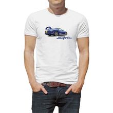 Qivi Toyota Blue Supra Baskılı Beyaz Erkek Örme T-shirt