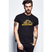 Qivi Transformers Bumblebee Christmas Baskılı Siyah Erkek Örme T-shirt