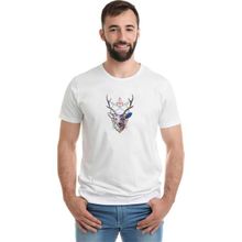 Qivi Triangles Deer Geyik Baskılı Beyaz Erkek Örme T-shirt