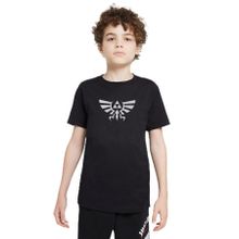 Qivi Triforce Nes Baskılı Unisex Çocuk Siyah T-shirt