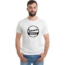 Qivi Vespa Service Baskılı Beyaz Erkek Örme T-shirt