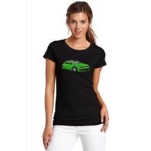 Qivi Vw Scirocco Baskılı Siyah Örme Kadın T-shirt