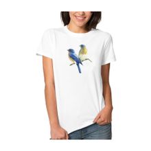 Qivi Watercolor Birds Kadın Beyaz T-shirt