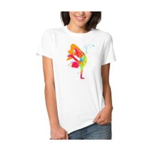 Qivi Watercolor Break Dance Kadın Beyaz T-shirt