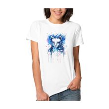 Qivi Watercolor Cat Kadın Beyaz T-shirt