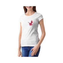 Qivi Watercolor Eagle Baskılı Beyaz Kadın T-shirt
