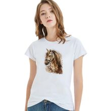 Qivi Watercolor Horse Kadın Beyaz T-shirt
