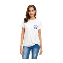 Qivi Watercolor Paw Baskılı Beyaz Kadın T-shirt