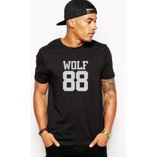 Qivi Wolf 88 Logo Baskılı Siyah Erkek Örme T-shirt