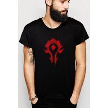 Qivi World of Warcraft Horde Baskılı Siyah Erkek Örme T-shirt