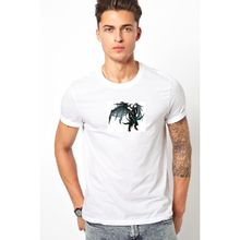 Qivi World Of Warcraft Illidan Stormrage Baskılı Beyaz Erkek Örme T-shirt