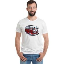 Qivi Wv Wosvos Karavan Minibüs Baskılı Beyaz Erkek Örme T-shirt