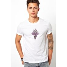 Qivi Zentangle Elephants Eflatun Fil Baskılı Beyaz Erkek Örme T-shirt