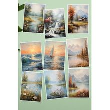 Qoeuyl Boutique Deniz ve Göl Manzara Temalı 9'lu Kartpostal
