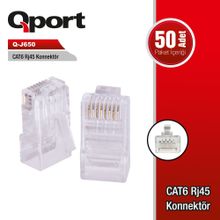 Qport Q-J650 50'li Paket CAT6 RJ-45 Konnektör