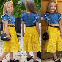 Quzucuk Kids Kız Çocuk Kot Üstlü Sarı Etekli Takım