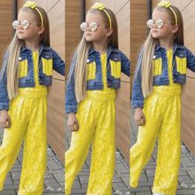 Quzucuk Kids Kız Çocuk Püskül Ceketli Sarı Tulum Takımı