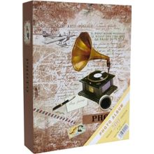 Rabsev RS4602-1 10x15 cm 200 Fotoğraf Kapasiteli Gramofon Desenli Anı Fotoğraf Albümü