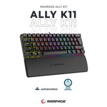 Rampage Ally K11 12 Işık Modlu Red Switch Mekanik Antighosting Bilek Destekli Siyah Renk Oyuncu Klavye