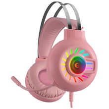 Rampage RM-K44 Zengibar Pembe 7.1 Surround Mikrofonlu RGB Oyuncu Kulaklığı