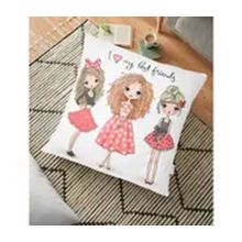 RealHomes Fashion Girls Tasarımlı Dijital Baskılı Dekoratif 70x70 cm Yer Minderi