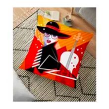 RealHomes Özel Tasarım Fashion Girl Dijital Baskılı Dekoratif 70x70 cm Yer Minderi