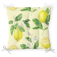 RealHomes P3096 Krem Zeminli Limon Desenli Dekoratif Pofidik Sandalye Minderi